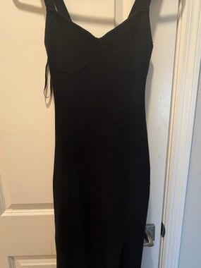 Abercrombie & Fitch Black Midi Dress with Sweetheart Neckline